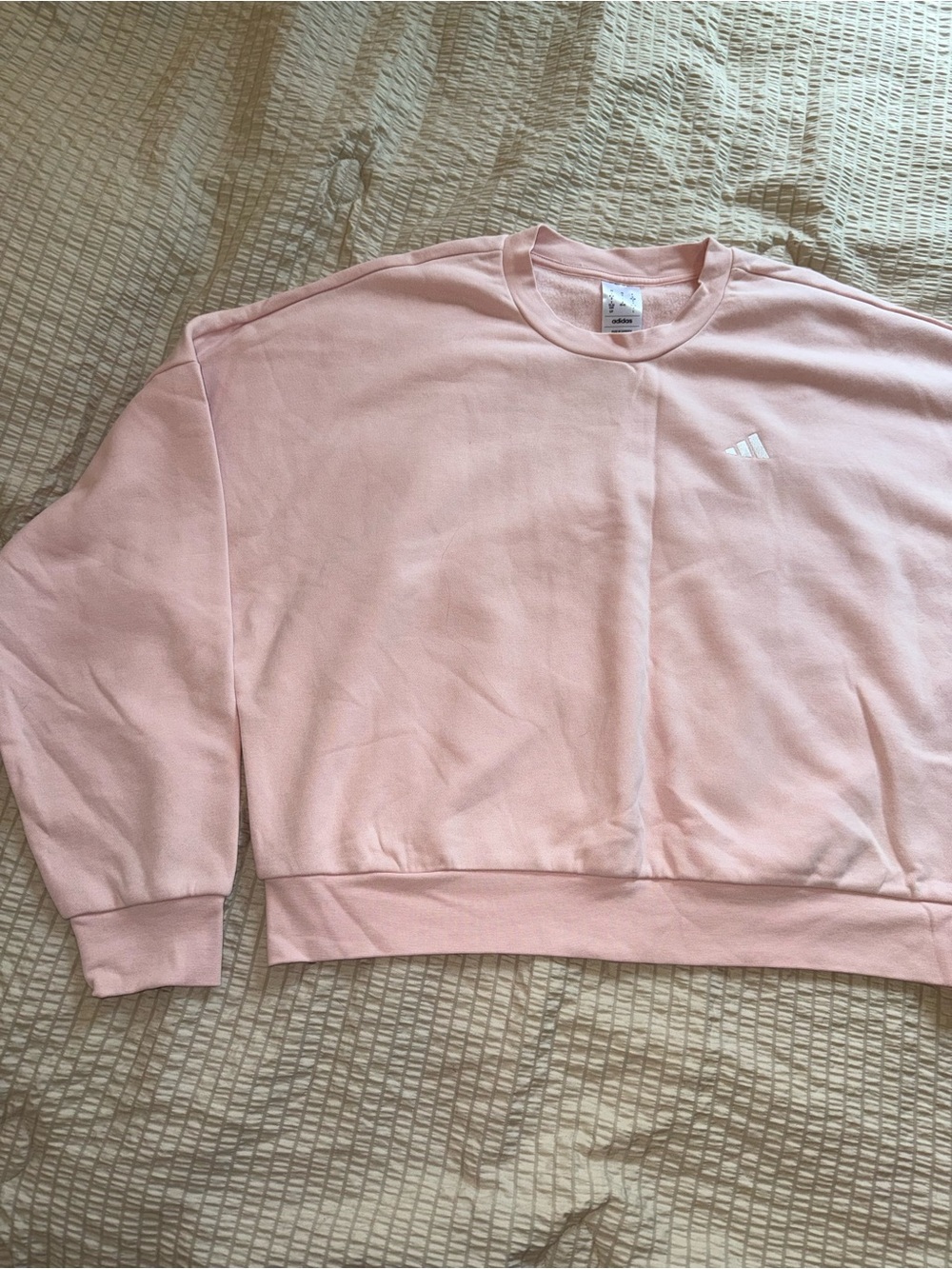 Adidas Pink Batwing Crewneck Sweatshirt with Logo small